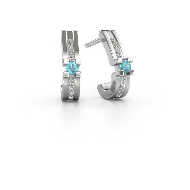 Boucles d'oreilles Myrthe 950 platine topaze bleue 2.5 mm