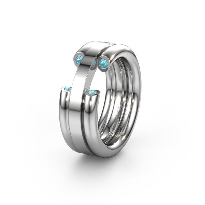 Wedding ring WH6018L 950 platinum blue topaz ±8x3 mm