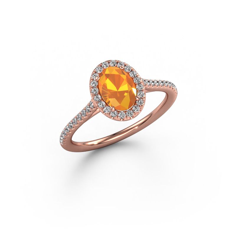 Bague de fiançailles Seline ovl 2 585 or rose citrine 7x5 mm