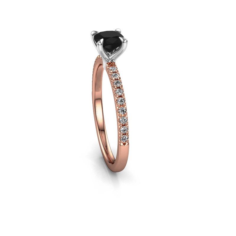 Afbeelding van Verlovingsring Crystal CUS 2 585 rosé goud zwarte diamant 0.880 crt