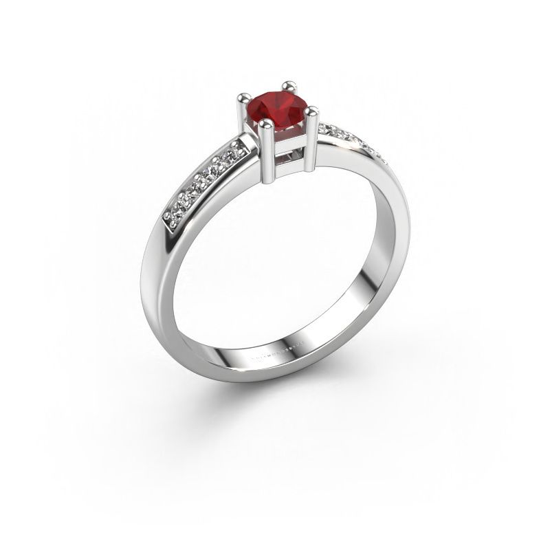 Engagement ring Eline 2 950 platinum ruby 3.7 mm