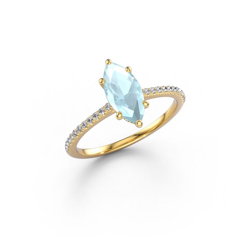 Engagement ring Sophie MRQ 585 gold aquamarine 10x5 mm