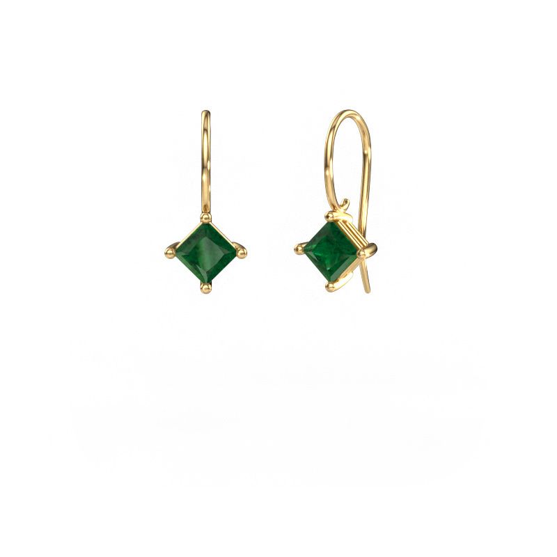 Pendants d'oreilles Cleo SQR 585 or jaune emeraude 5.5 mm