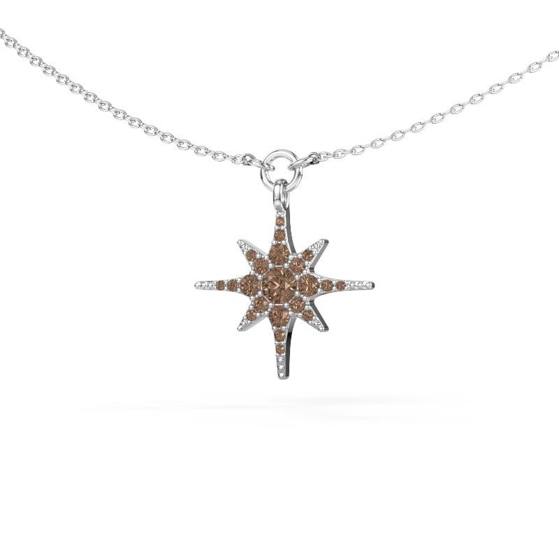 Halskette Star 585 Weißgold Braun Diamant 0.29 crt