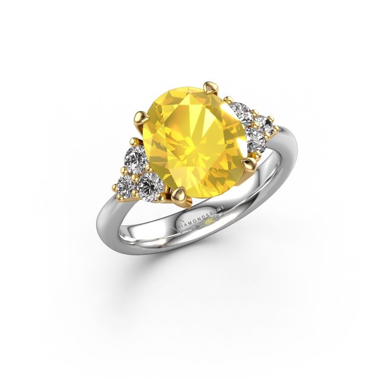Verlobungsring Aleida OVL 1 585 Weißgold Gelb Saphir 9x7 mm
