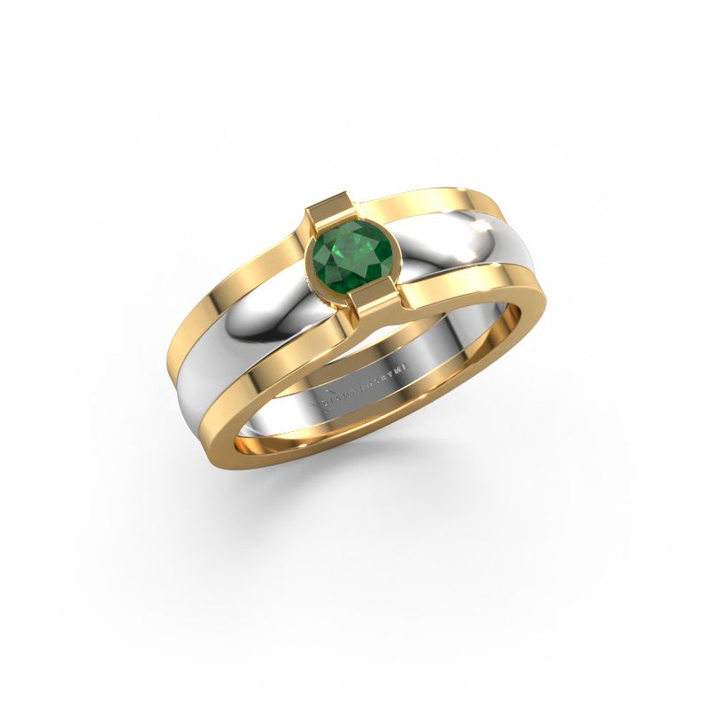 Ring Jade 585 white gold emerald 4 mm