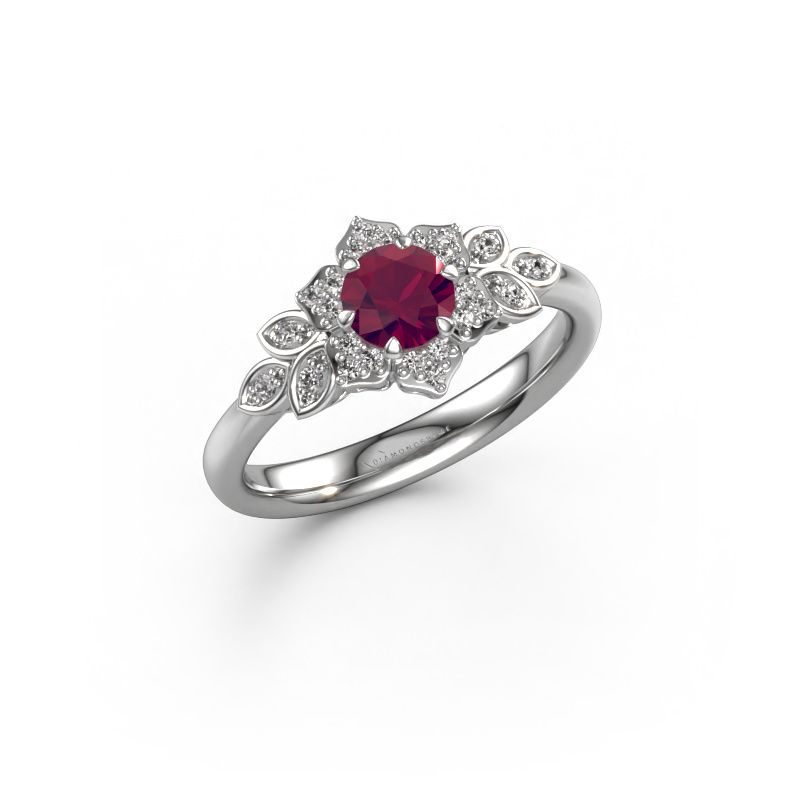Bague de fiançailles Tatjana 585 or blanc rhodolite 5 mm