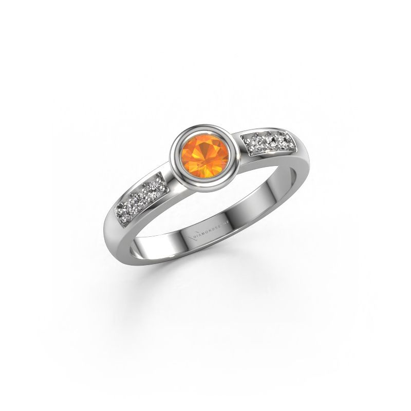 Verlobungsring Lieke 585 Weißgold Citrin 4 mm