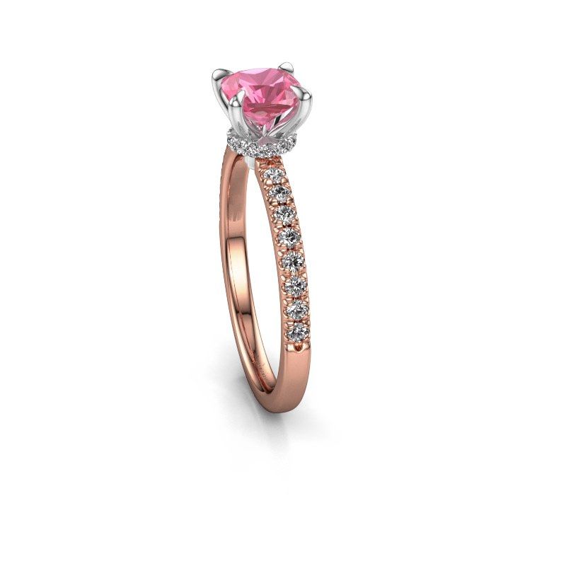 Afbeelding van Verlovingsring Crystal CUS 4 585 rosé goud roze saffier 5.5 mm