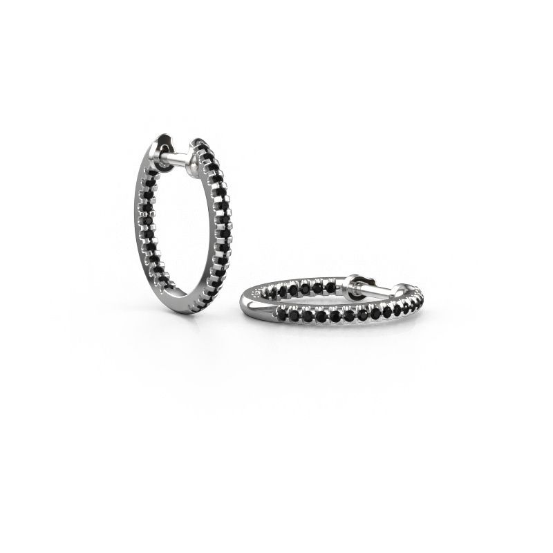 Hoop earrings Jackie 12.5 mm B 950 platinum black diamond 0.324 crt