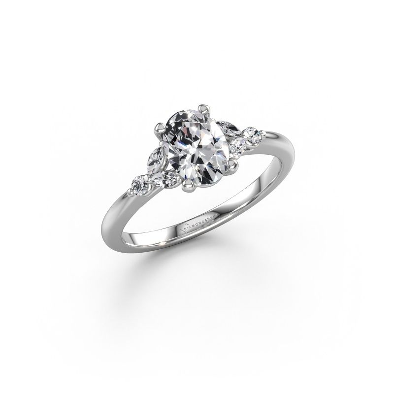 Engagement ring Megan OVL 585 white gold lab grown diamond 0.95 crt
