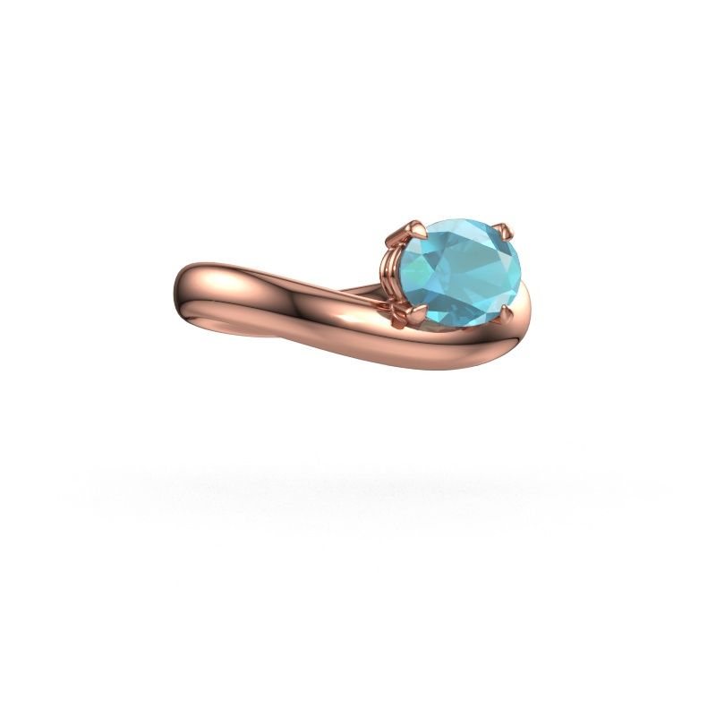Bague de fiançailles Floor OVL 585 or rose topaze bleue 8x6 mm