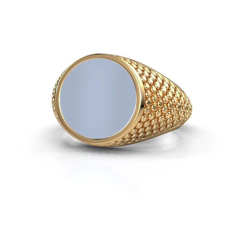 Image of Signet ring Zachary 2 585 gold light blue sardonyx 12 mm