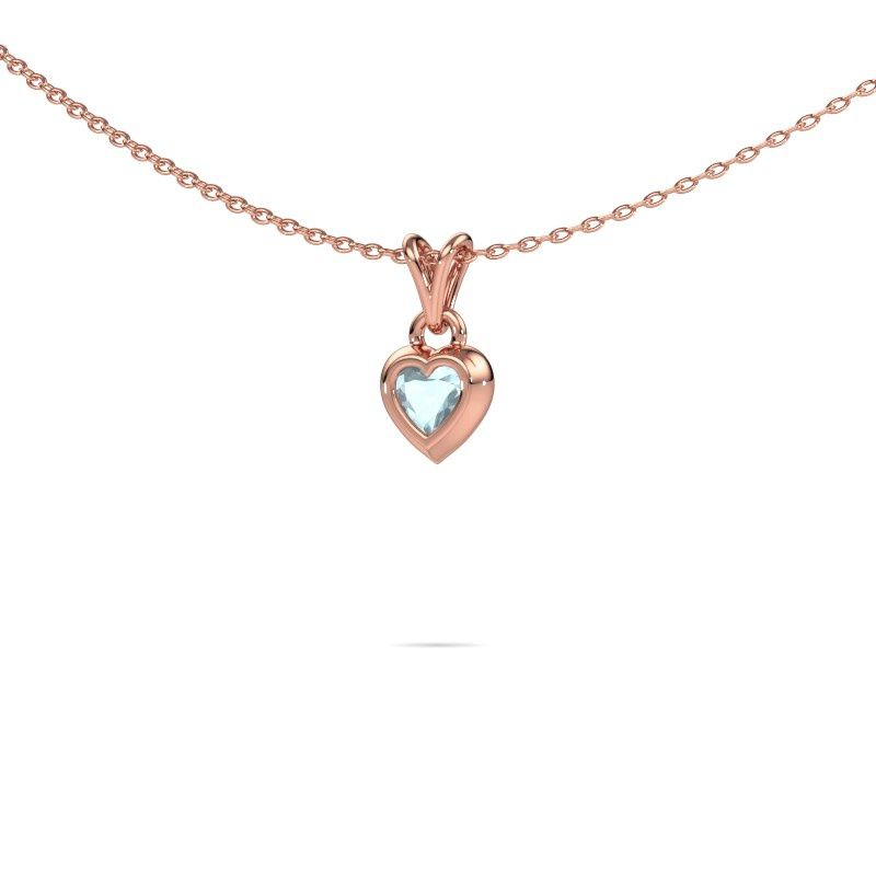 Image of Pendant Charlotte Heart 585 rose gold aquamarine 4 mm