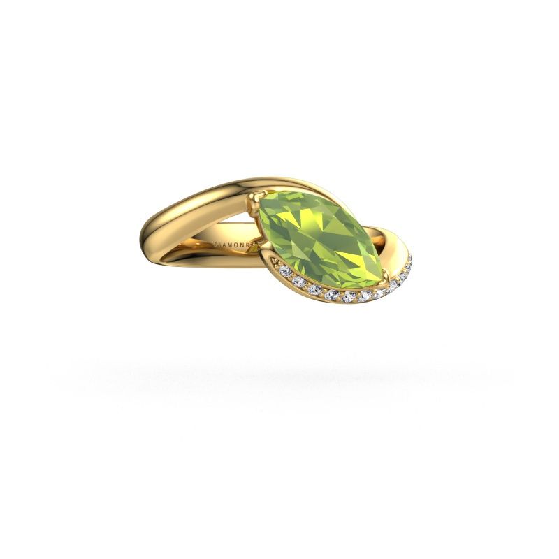 Engagement ring Aida MRQ side 585 gold peridot 11x5.5 mm