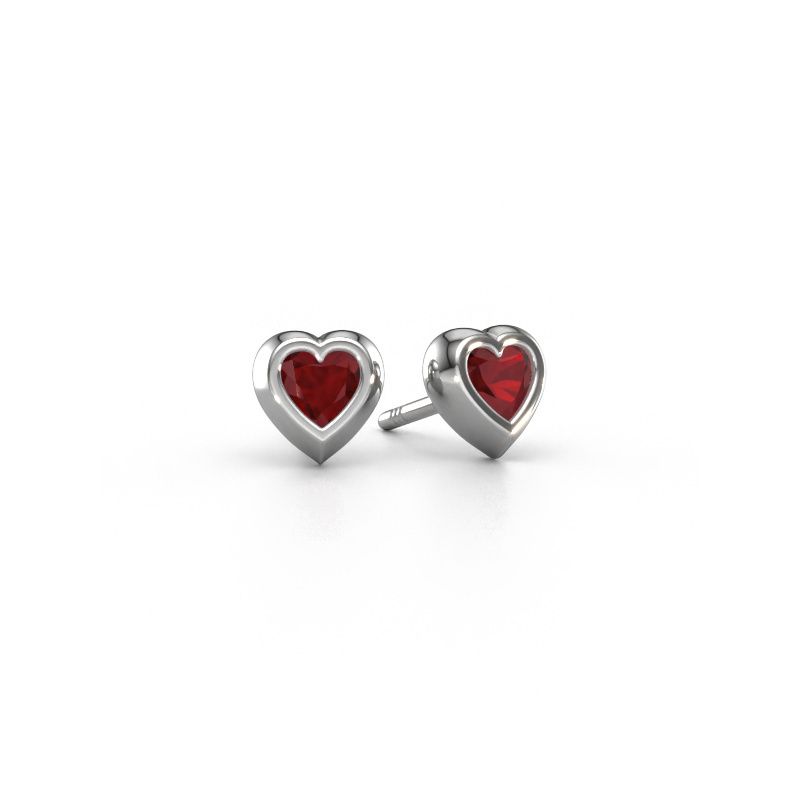 Oorknopjes Charlotte 950 platina robijn 4 mm