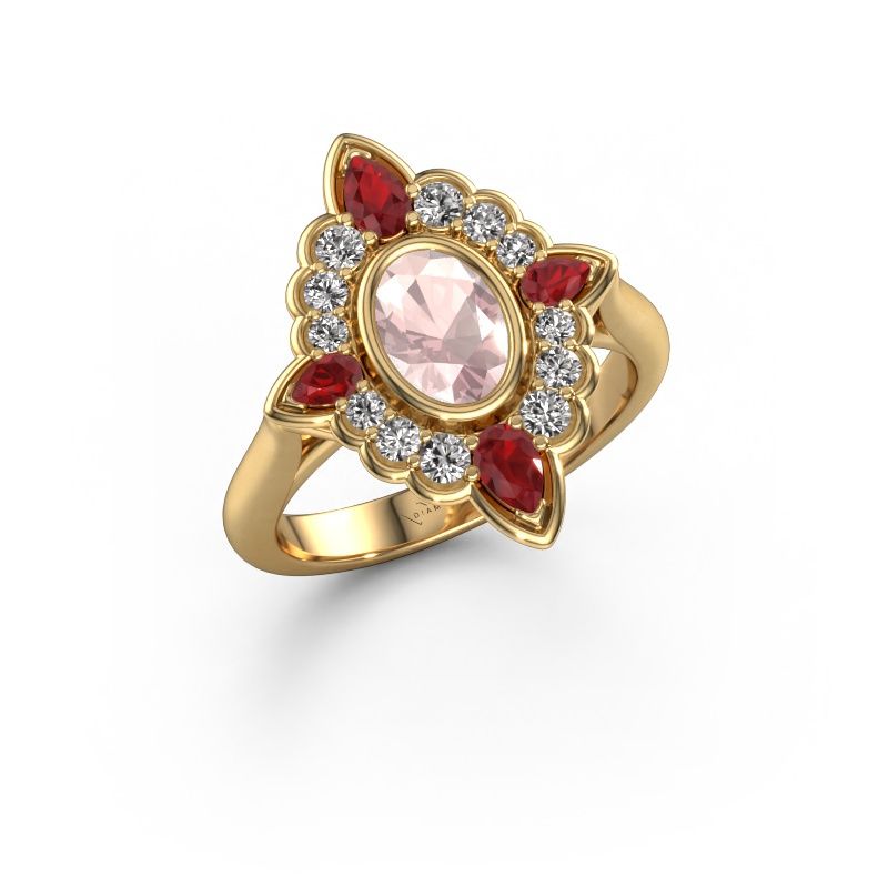 Engagement ring Door 585 gold morganite champagne 7x5 mm