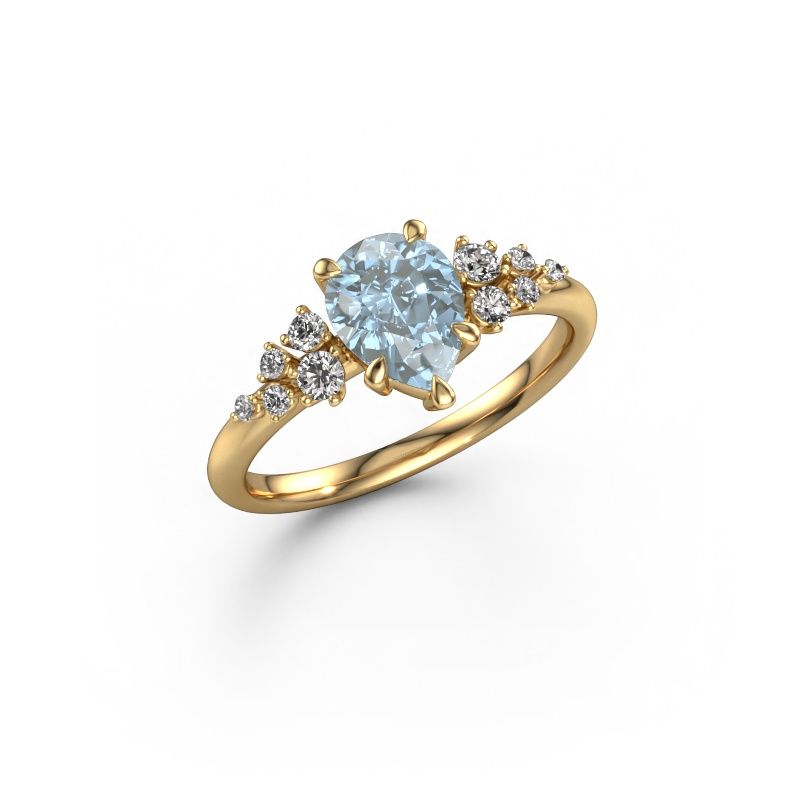 Engagement ring Royce PER 585 gold blue lab grown diamond 8x6 mm