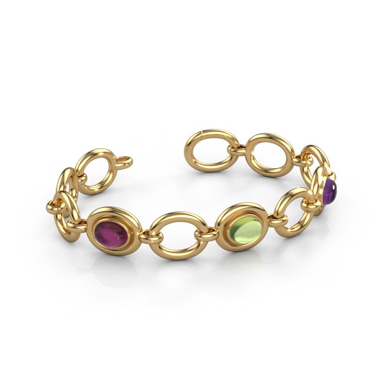 Link bracelet Maxima 3 585 gold rhodolite 9x7 mm