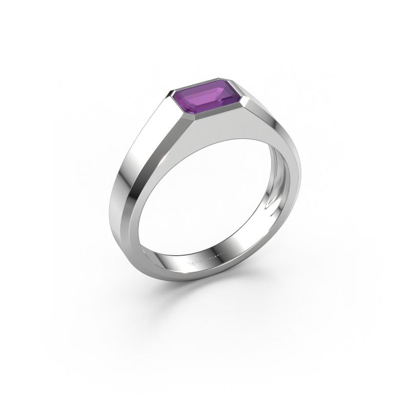 Herrenring Dylan 1 585 Weißgold Amethyst 7x5 mm