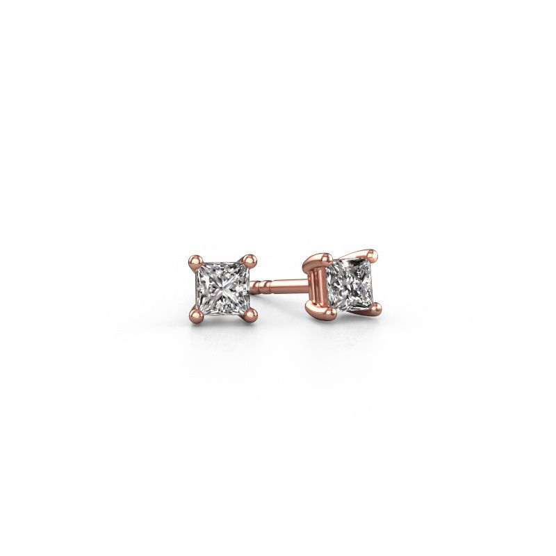 Oorstekers Sam square 585 rosé goud diamant 0.25 crt