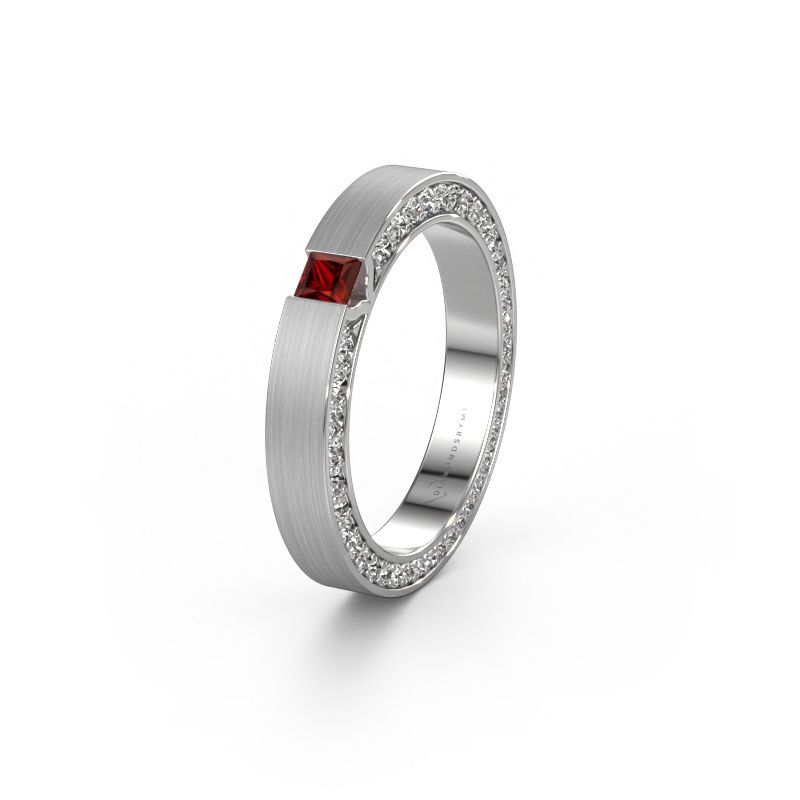 Wedding ring WH2140L14B 950 platinum garnet ±3,5x2 mm