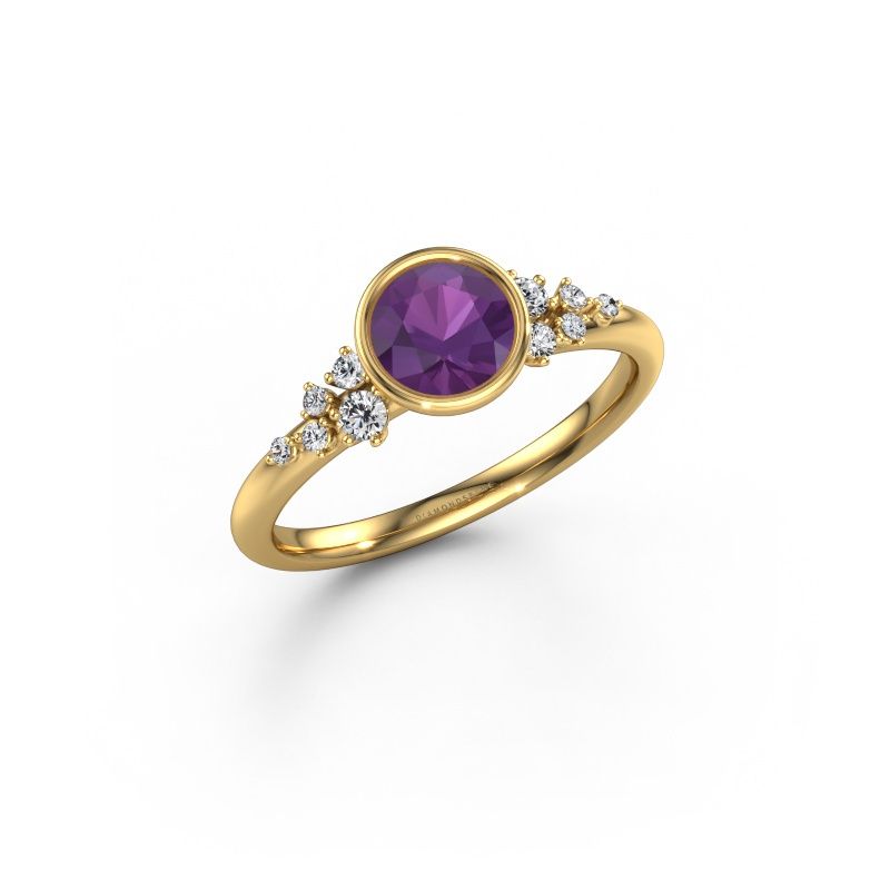 Bague de fiançailles Aliyah RND 585 or jaune améthyste 5.7 mm