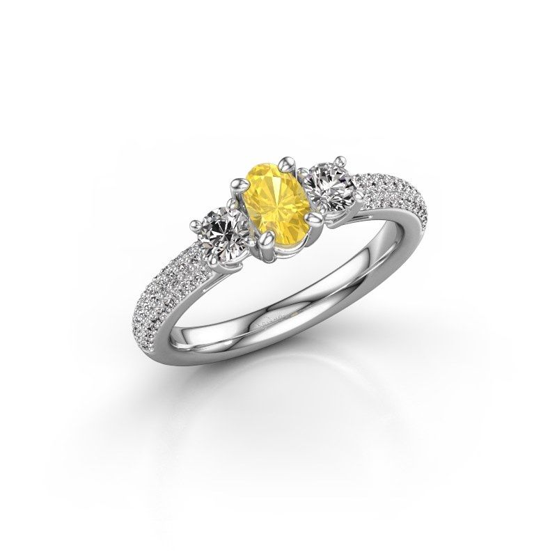 Image of Engagement Ring Marielle Ovl<br/>950 platinum<br/>Yellow sapphire 6.5x4.5 mm