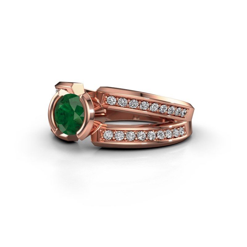 Image of Men's ring rowan<br/>585 rose gold<br/>Emerald 6.5 mm