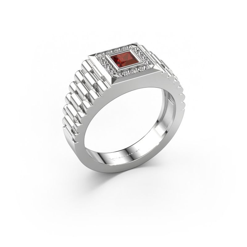 Men's ring Zilan 950 platinum garnet 4 mm