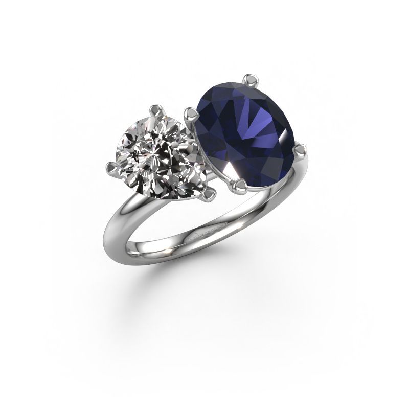 Engagement ring Toi et Moi OVL-PER 950 platinum sapphire 8x6 mm