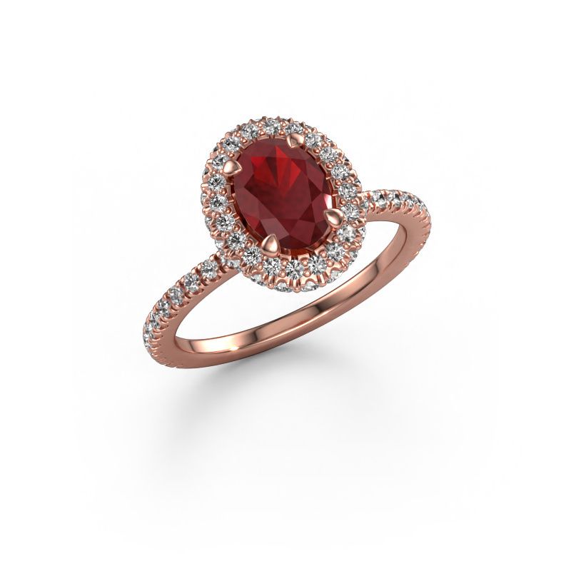 Engagement ring Talitha OVL 585 rose gold ruby 7x5 mm
