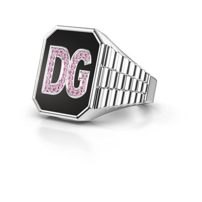 Image of Rolex style ring Stephan 3 585 white gold pink sapphire 1 mm