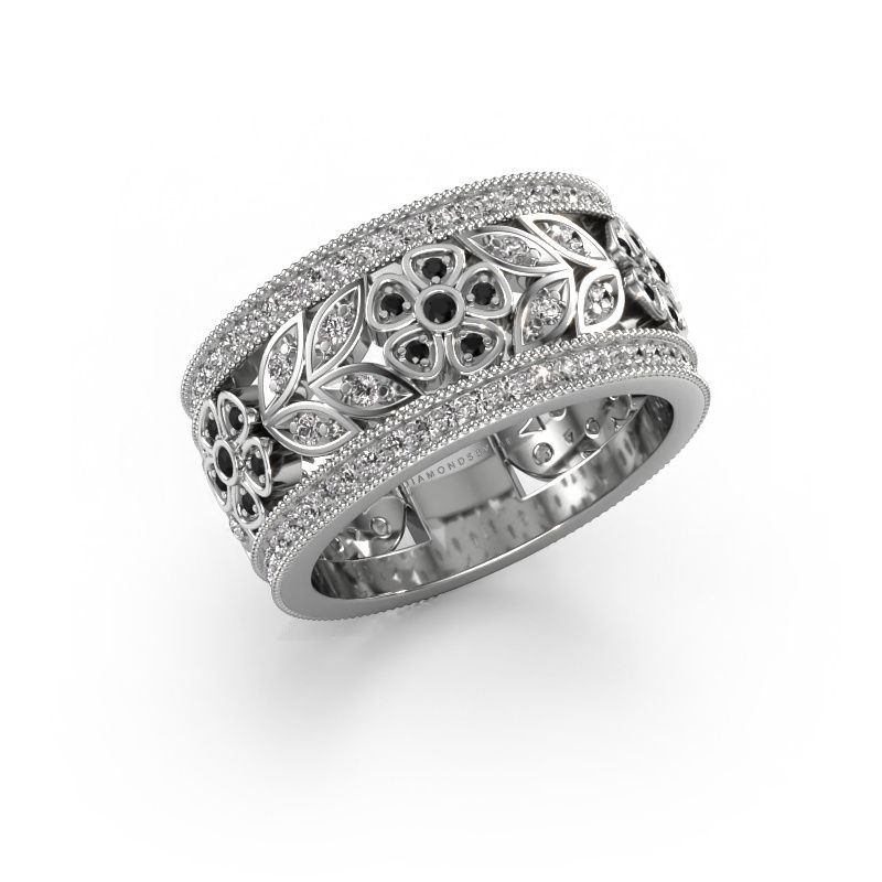 Ring Elanor 585 witgoud zwarte diamant 1.003 crt