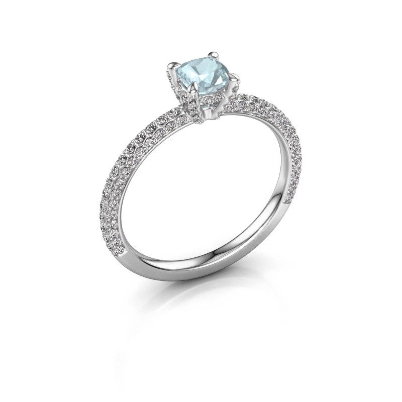 Image of Engagement ring saskia 2 cus<br/>585 white gold<br/>Aquamarine 4.5 mm