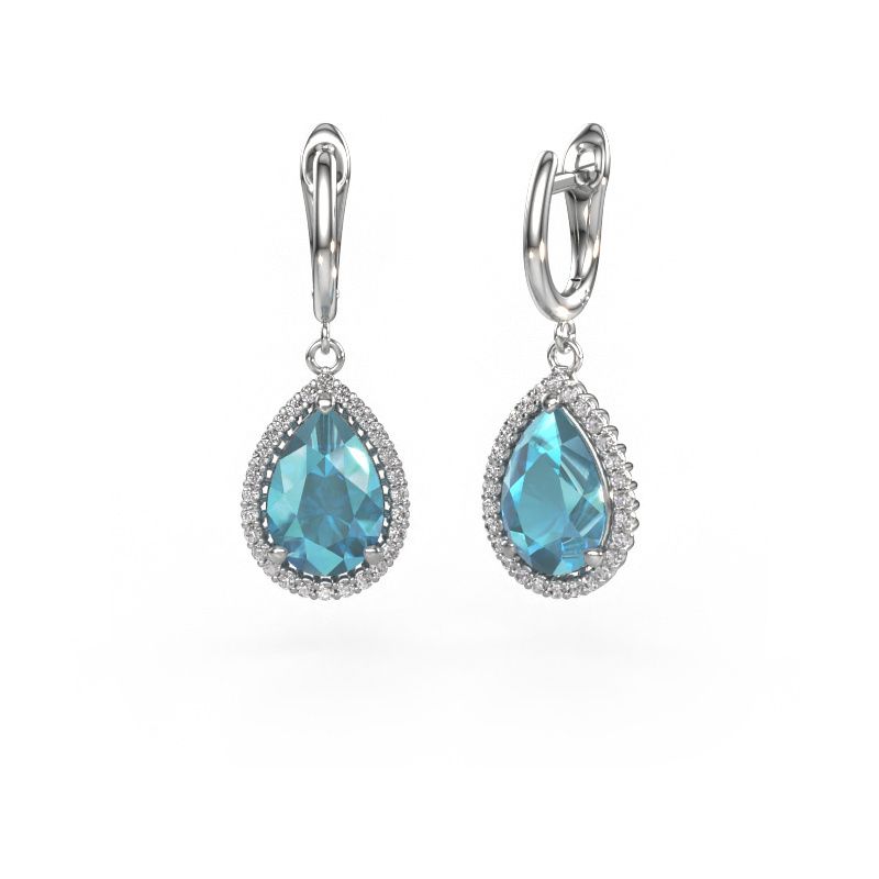 Oorhangers Tilly per 3 950 platina blauw topaas 12x8 mm