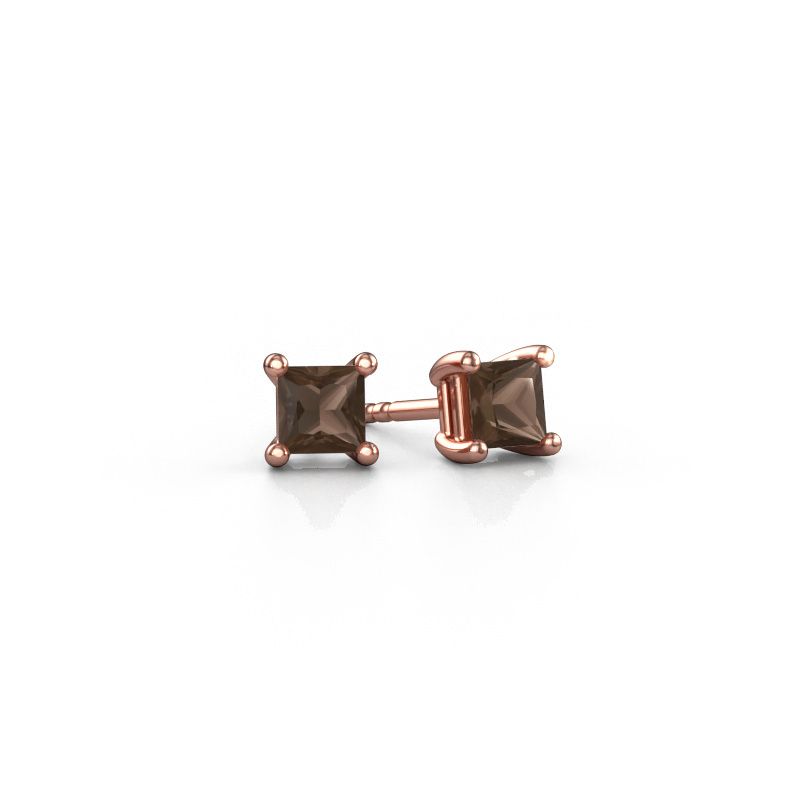 Ohrsteckers Sam square 585 Roségold Rauchquarz 4 mm