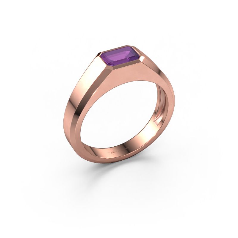 Heren ring Dylan 1 585 rosé goud amethist 7x5 mm