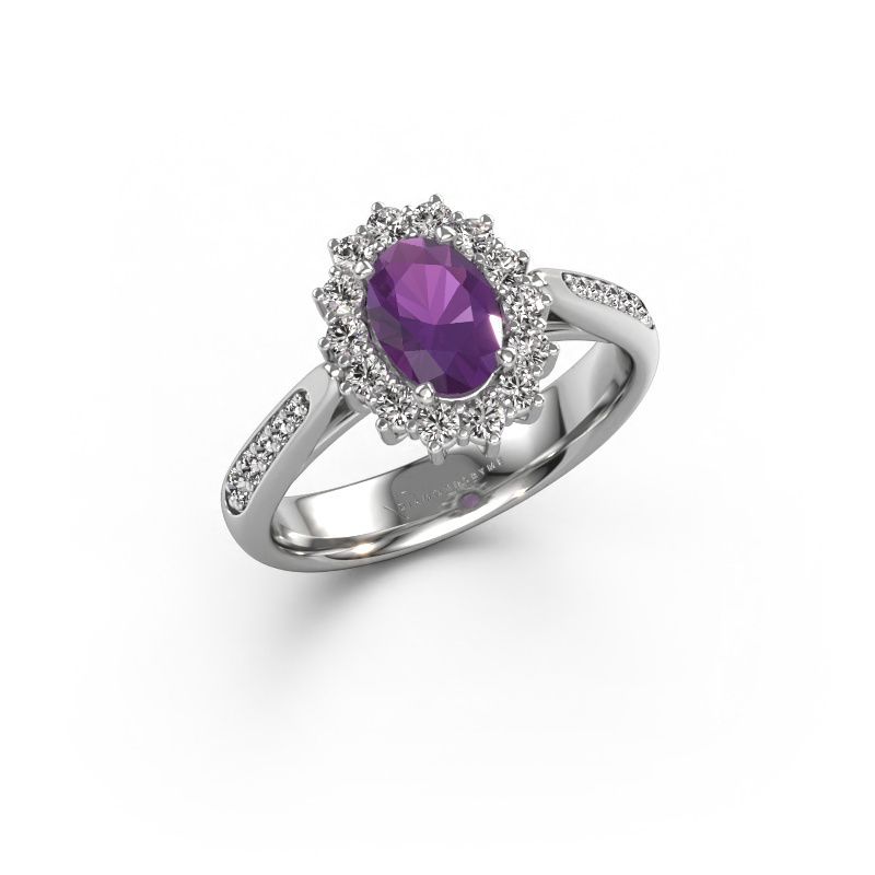 Verlobungsring Margien 2 585 Weißgold Amethyst 7x5 mm