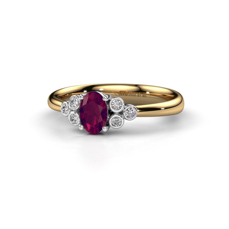 Afbeelding van Verlovingsring Lucy 1<br/>585 goud<br/>Rhodoliet 6x4 mm