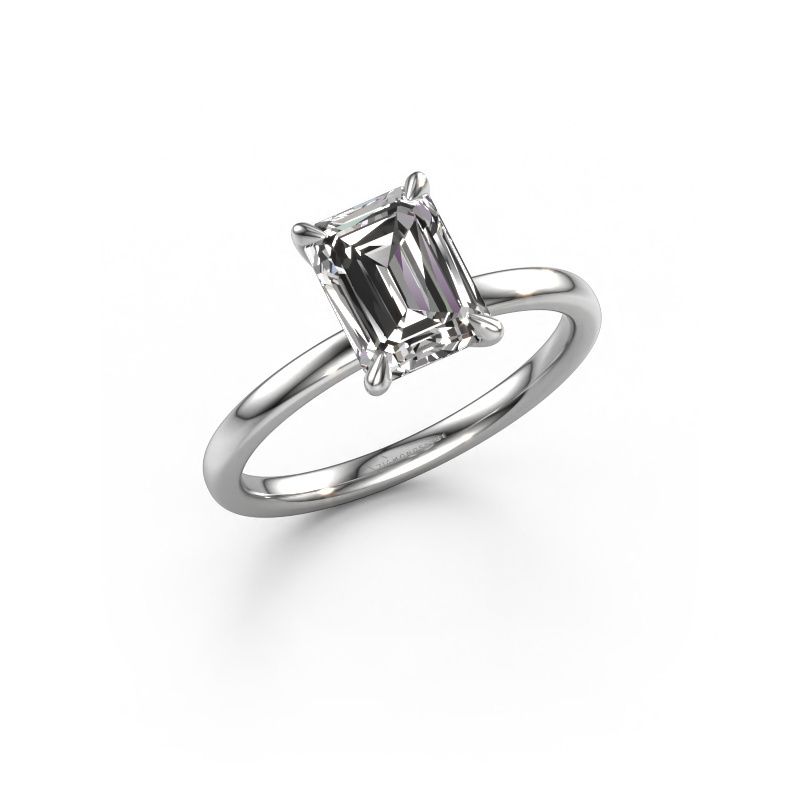 Image of Engagement Ring Crystal Eme 1<br/>950 platinum<br/>Zirconia 8x6 mm