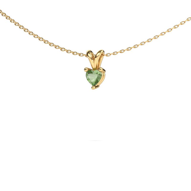 Pendentif Garnet 585 or jaune vert tourmaline 4 mm
