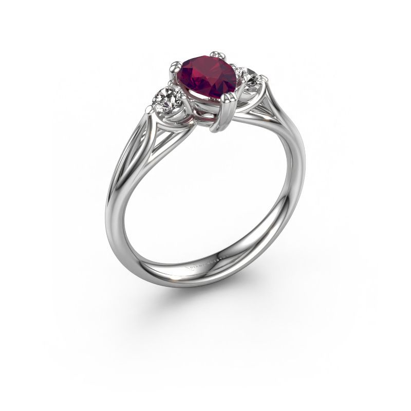 Verlovingsring Amie per 950 platina rhodoliet 7x5 mm
