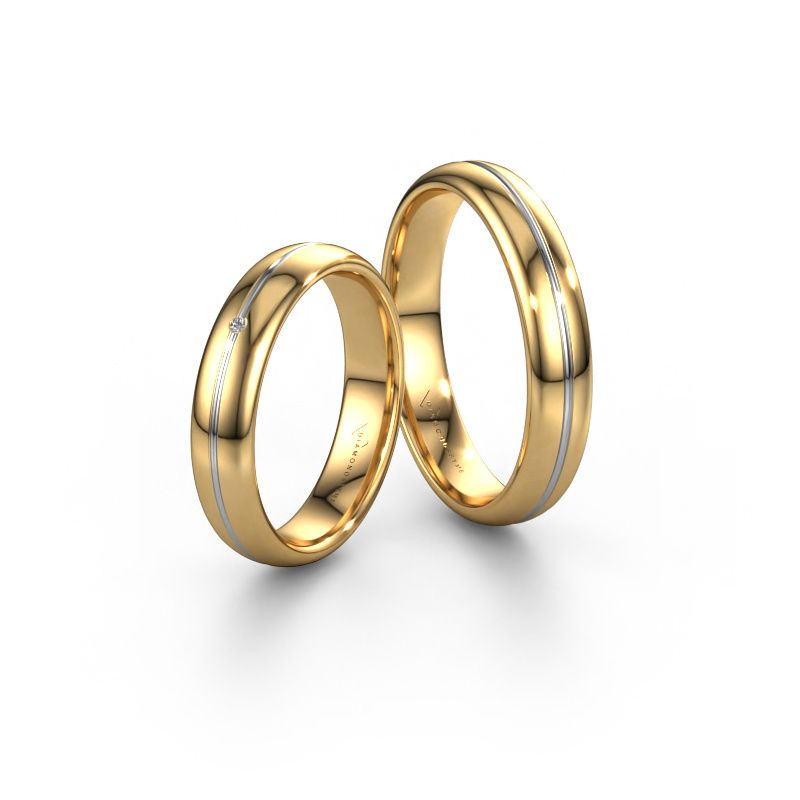 Trauringe set WH2142LM34A ±4x1.7 mm 14 Karat Gold Diamant 0.015 crt