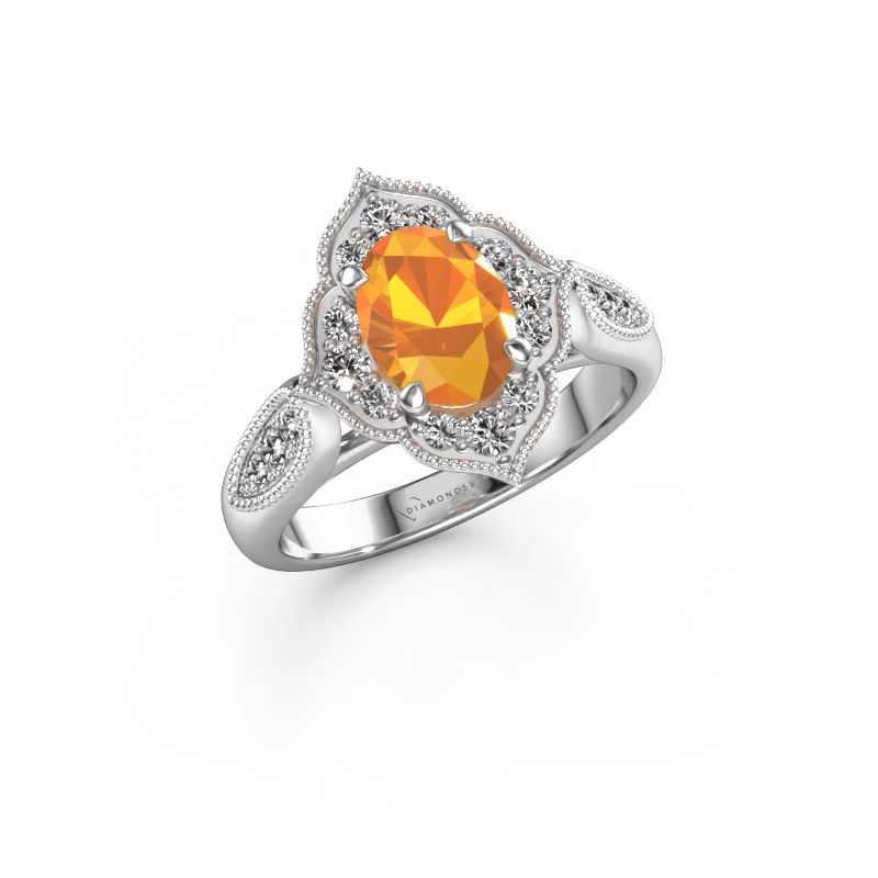 Engagement ring Rosan 950 platinum citrin 8x6 mm