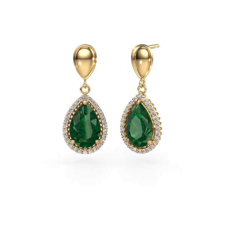 Drop earrings Tilly per 1 585 gold emerald 12x8 mm