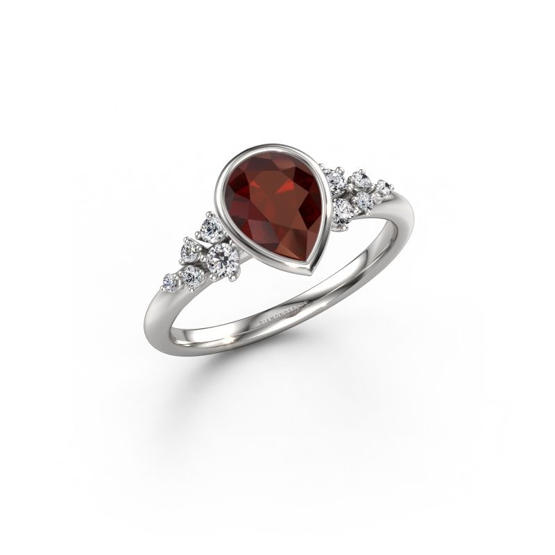 Verlobungsring Aliyah PER 950 Platin Granat 8x6 mm