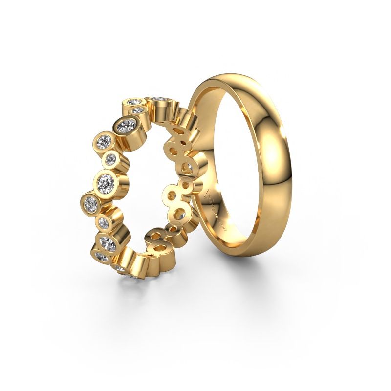 Eheringe set WHR0052LM24AP ±4x1.7 mm 14 Karat Gold Aquamarin 2.5 mm