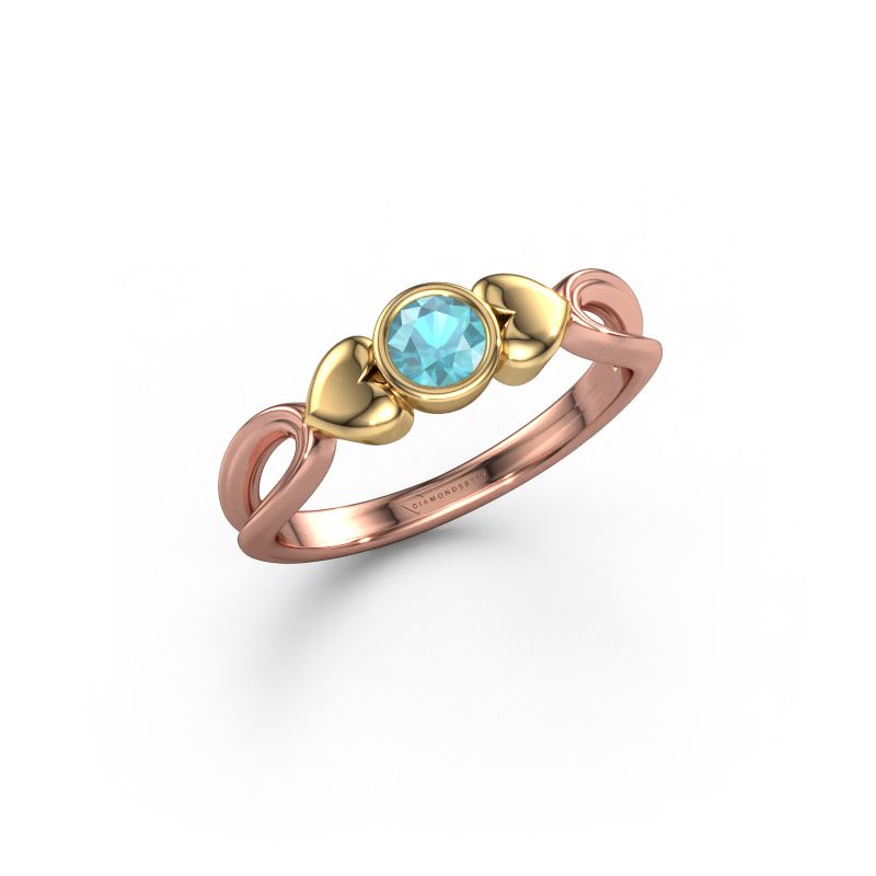 Ring Lorrine 585 Roségold Blau Topas 4 mm