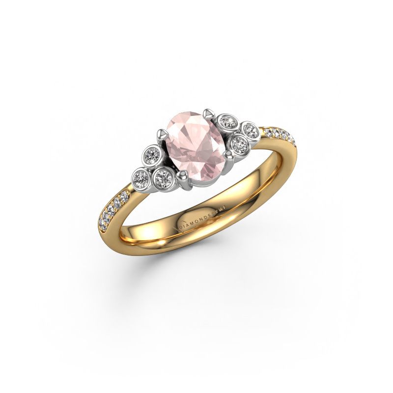 Forlovelsesring Lucy 2 585 gull champagnefarget morganitt 7x5 mm
